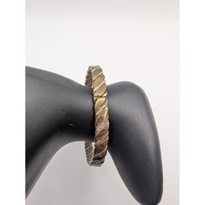 Twisted Rope Bangle Bracelet Metal Brass/Silver Tone Boho Statement Jewelry